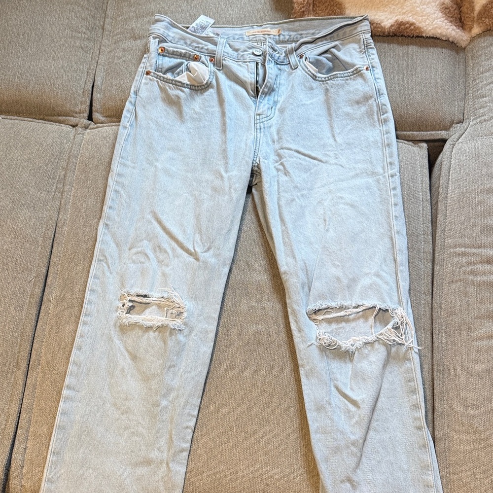 Light Blue Distressed Women Jeans